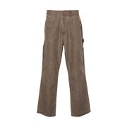 Brun Bomuldscanvas Flamme Broderede Jeans