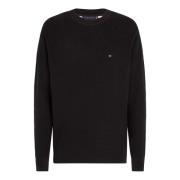 Sort Strikket Crew Neck Sweater