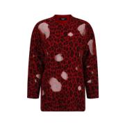 Leopard Print Uld Pullover Sweater