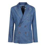 Double-Breasted Denim Blazer