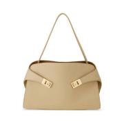 Beige Læder Crossbody Taske Gancini