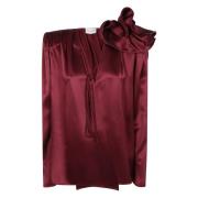 Bordeaux Satin Bluse