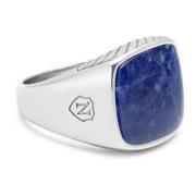 Gentlemen's Silver Signet Ring with Blue Dumortierite