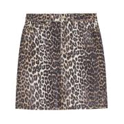 Leopard Print Denim Nederdel