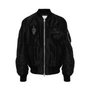 Sort Logo Patch Bomber Jakke