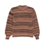 Chunky Strikket Stribet Crew Neck Sweater