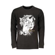 Sort Bomulds Sweatshirt med Print Logo