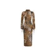 Ikonisk Leopard Print Midi Kjole