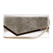 Metallic Læder Clutch med Flap Lukning