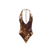 Appaloosa Print Halter Neck Bodysuit