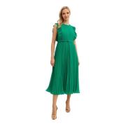 Grøn Plisseret Off-Shoulder Midi Kjole