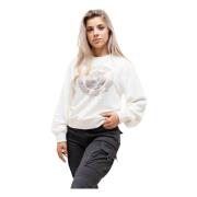 Fleece-Sweater med Peony-logo