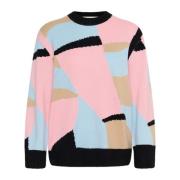 Abstrakt Kunst Pullover Sweater Multi Farve