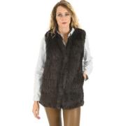 Brun kaninpels strikket vest