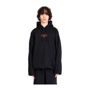 Sort/Rød Cropped Boxy Hoodie