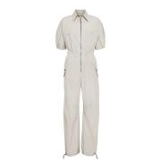 Off-White Bomuld Jumpsuit med Puffærmer