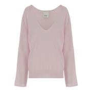 Pink V-Neck Uld Cashmere Sweater