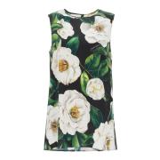 Sort Blomstret Silke Top