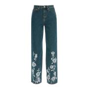 Floral Broderede Denim Jeans