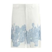 Hawaiian Linen Bermuda Shorts med Prints