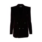 Bordeaux Velvet Blazer med Revers