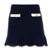 Stilfuld Navy Blue Crochet Nederdel