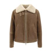 Shearling Lambskin Jacket med Dobbelt Lynlås