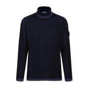 Marineblå Ribstrikket Sweater