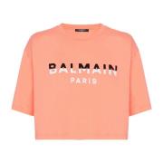 Flocked Paris cropped T-shirt