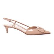 Nude VLogo Slingback Pumps