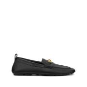 Sort læder slip-on sandaler