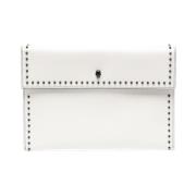 Ivory Læder Studded Clutch Taske