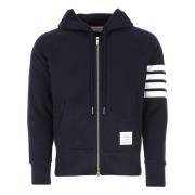 4-Bar Zip Hoodie med Snørehætte