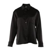 Sort Polyester Damebluse