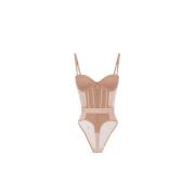 Nude Bustier Body Lingeri i Stretch Tyl