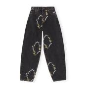 Boheme Blomst Broderet Wide-Leg Jeans