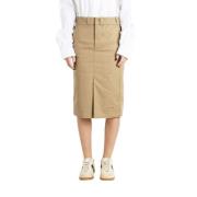 Beige Straight Cut Pencil Skirt