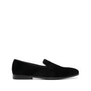 Sort Velvet Slip-On Rund Tå Sko