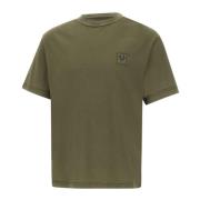 Grøn Militær T-shirt med Logo Patch