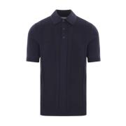 Blå Polo T-shirt med Ribbed Detaljer