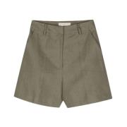 Khaki Linned Shorts Med Lige Hem