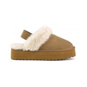 Suede Platform Slipper med Ankelrem