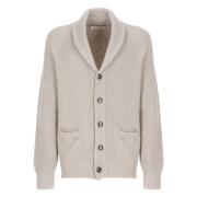 Beige Bomuld Strikket Cardigan Sweater