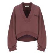 Bordeaux Bomuld V-Hals Sweatshirt