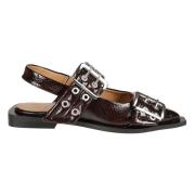 Bordeaux Slange Print Spænde Ballerina Flats