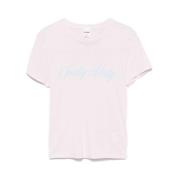 Rose Pink Slogan Print T-shirt