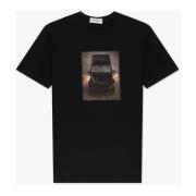 Sort Fire T-shirt med Front Print