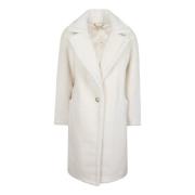 Faux Fur Bone Coat Button Lukning