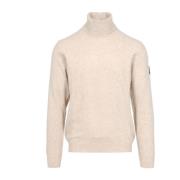 Uld Kashmir Blanding Ribbet Krave Sweater