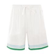 Hvide Silke Stribe Shorts